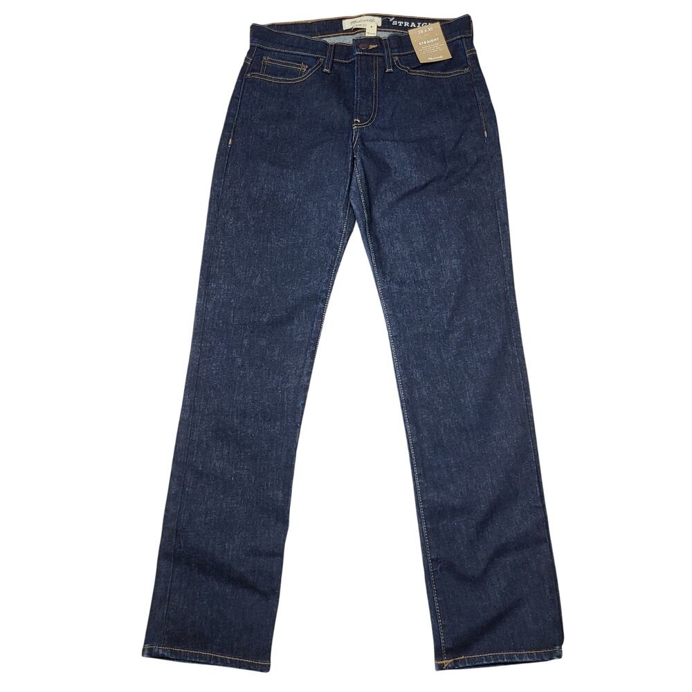Madewell Mens Straight Jeans Dark Rinse Wash Relaxed Flex Denim Button Zip 28x30 - Picture 3 of 12